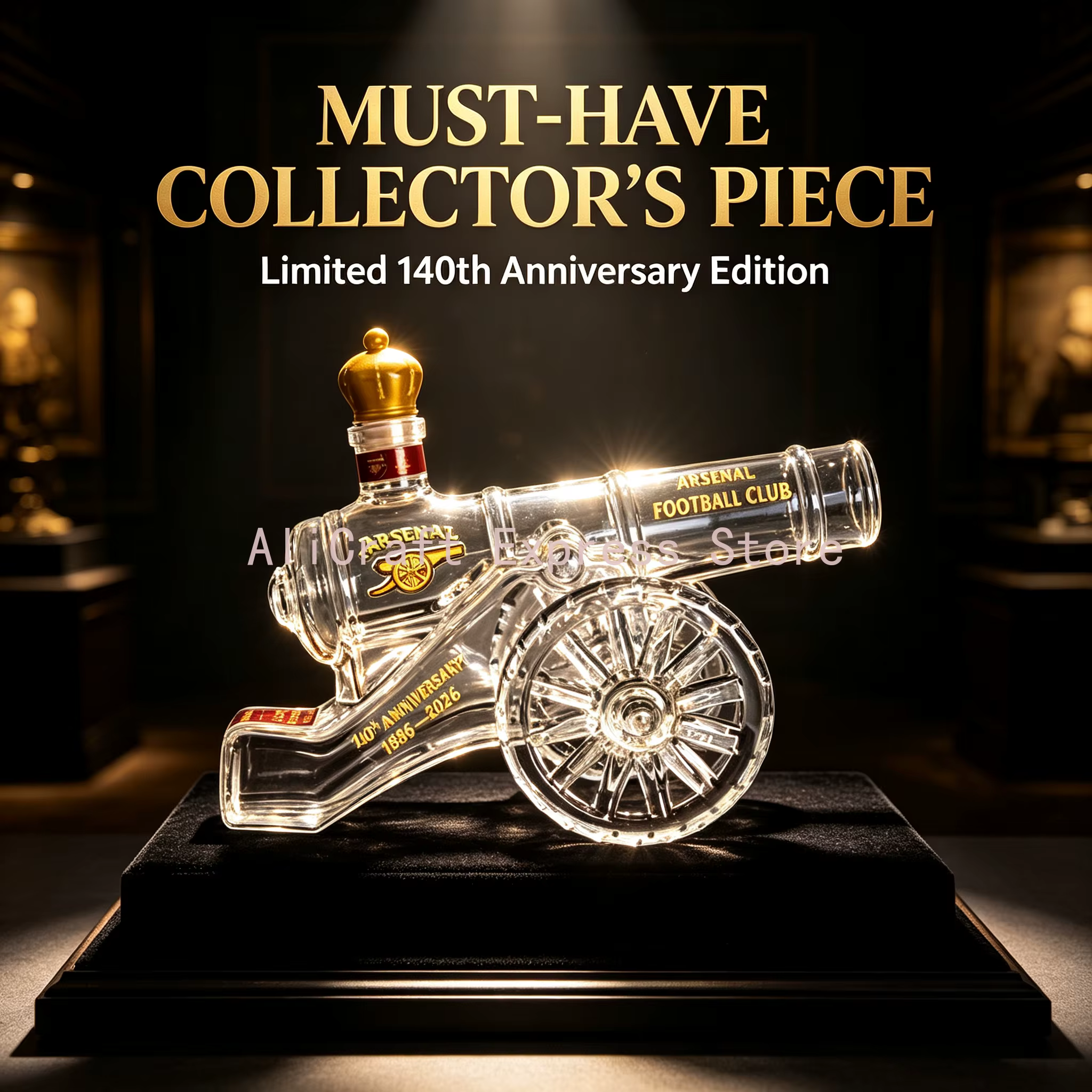 Carafe en verre Arsenal Cannon 140ème anniversaire, bouteille de whisky et de vin, objet de collection pour les fans de football, décoration de bar, ornement