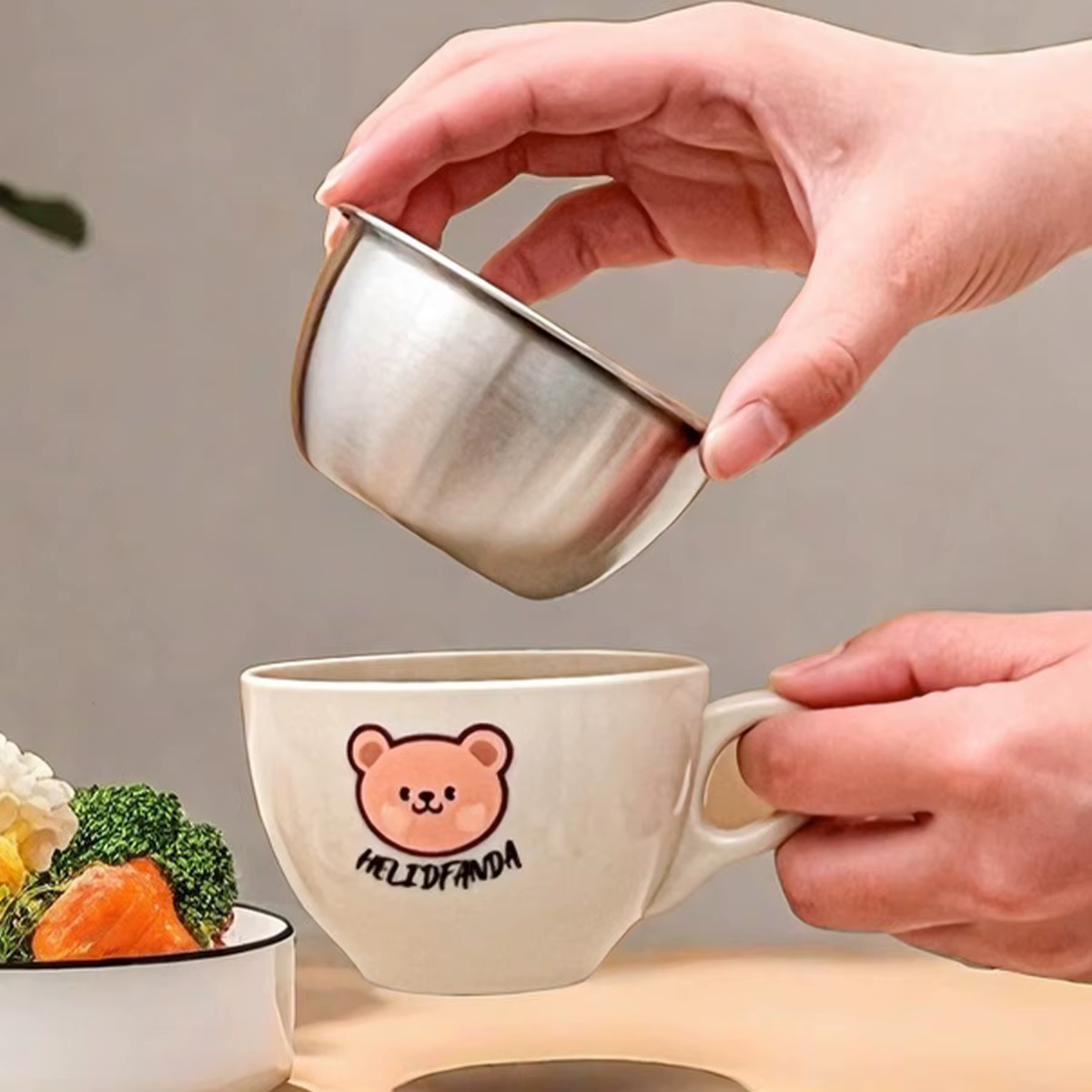 Mini tasses à café en acier inoxydable 304 à double paroi avec poignée