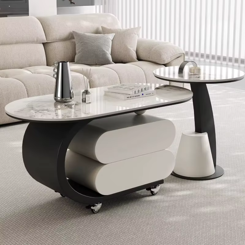 Table basse à tiroirs simples, design moderne, tables basses de salon, tables basses mobiles flexibles, Stolik Kawowy, meubles de maison