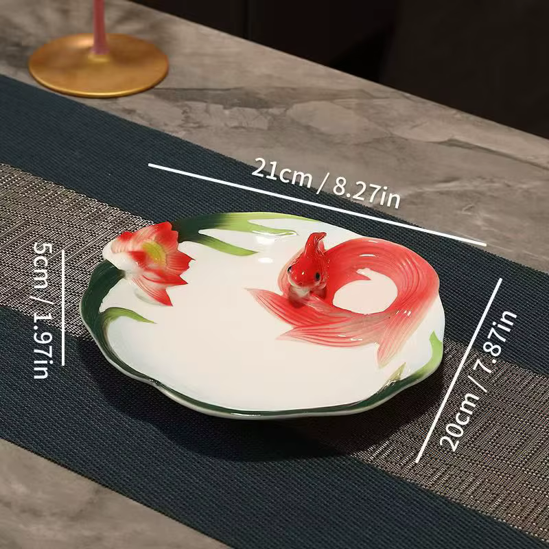 Assiette peu profonde en céramique pour poisson rouge
