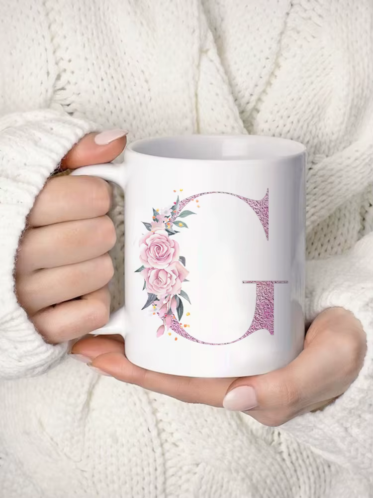 Tasse à café florale personnalisée avec nom