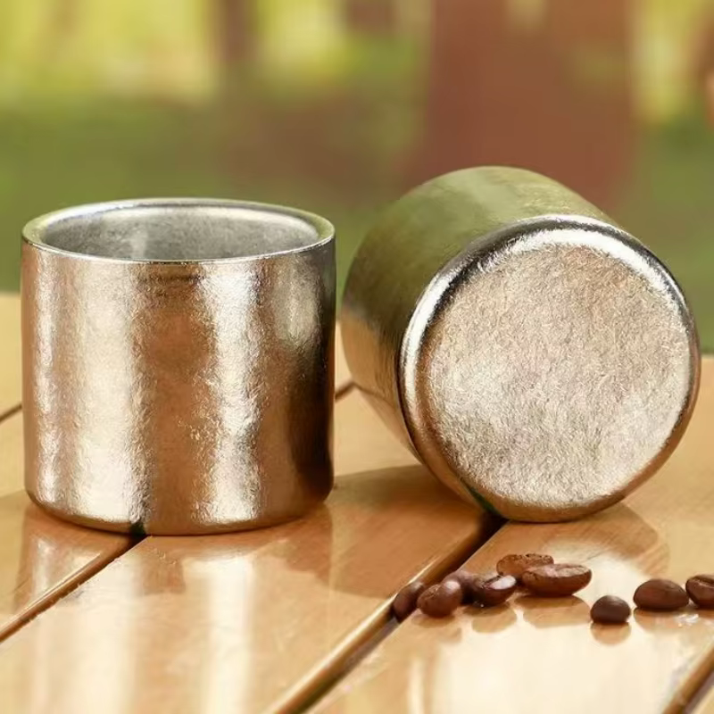 Mug à café mini en titane pur à double paroi