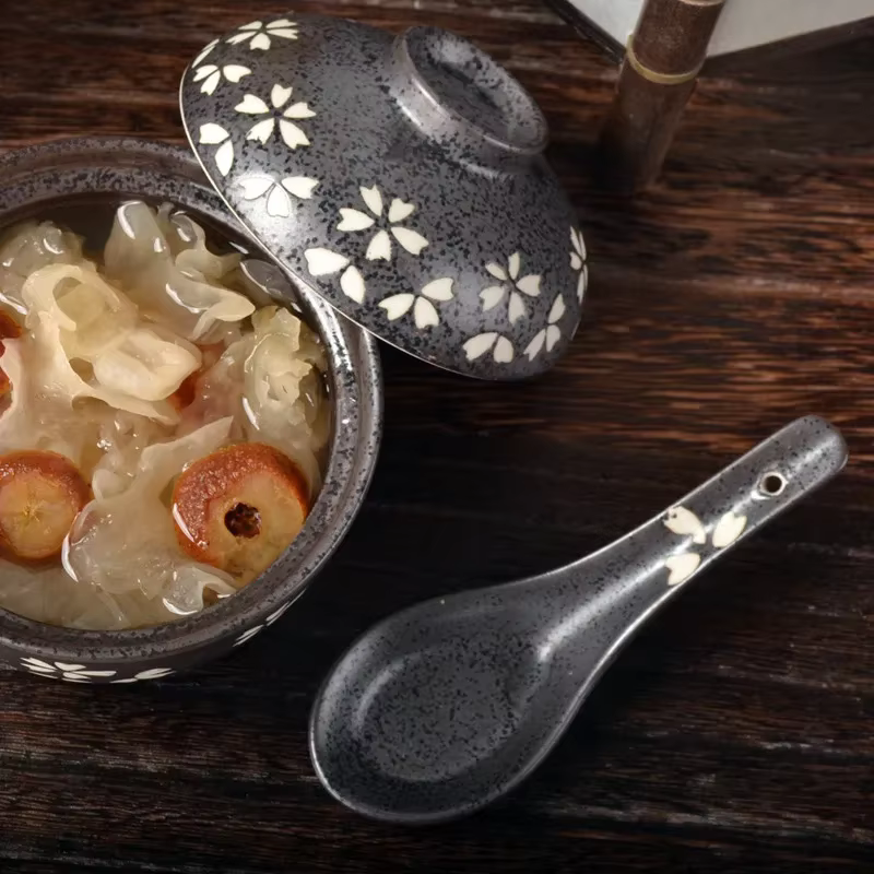 Cuillère à soupe florale café lait