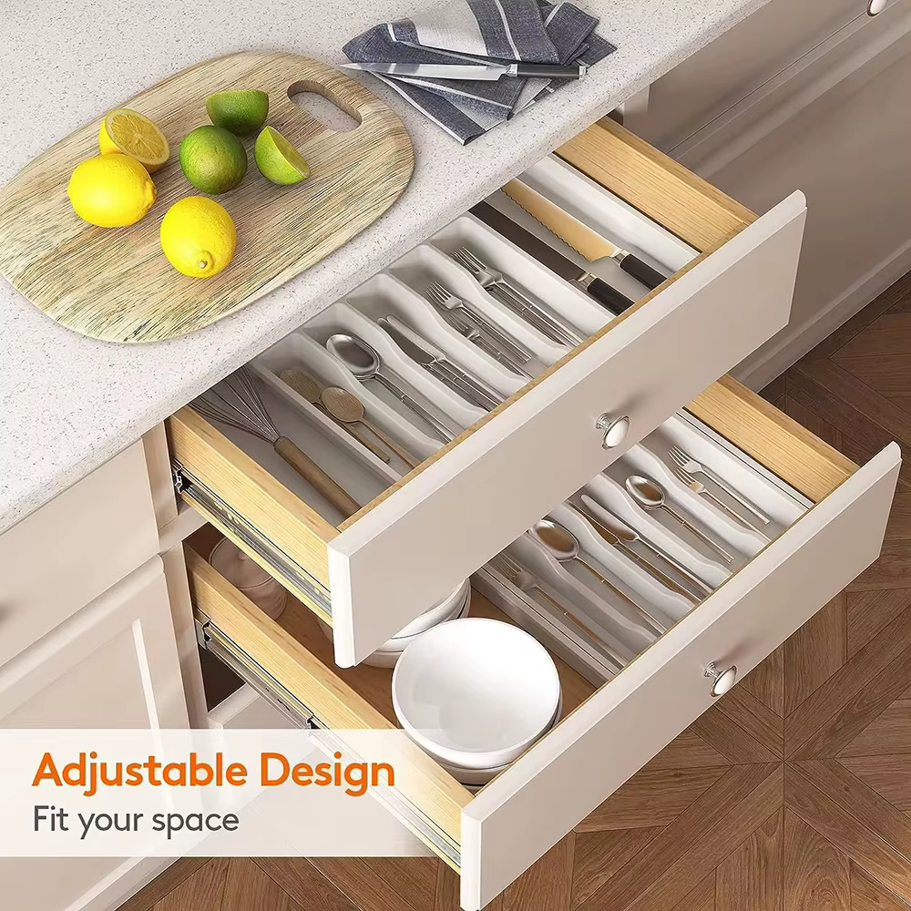 1 pièce Organisateur de couverts et ustensiles de cuisine réglable et amélioré pour comptoir