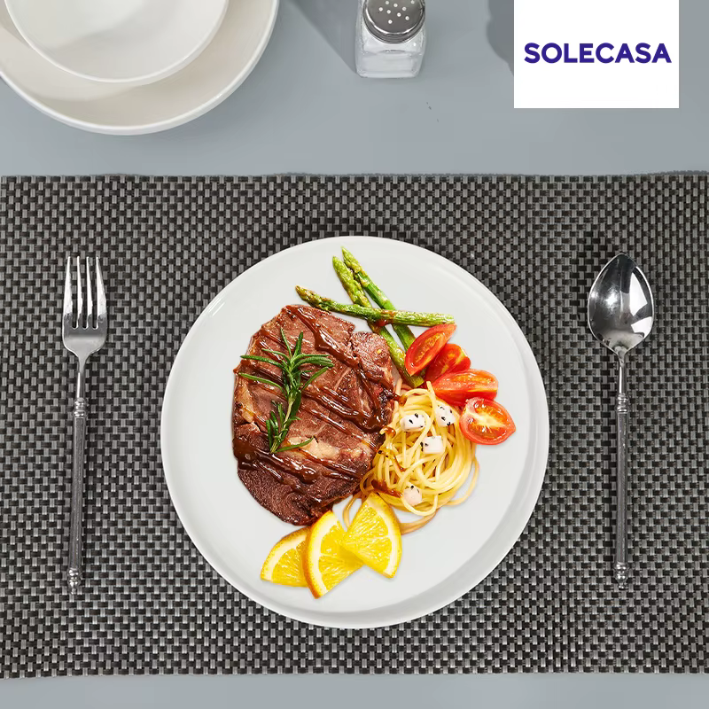 SOLECASA 3/12 pièces ensembles de vaisselle en porcelaine bols et assiettes blancs plat résistant aux rayures bol en céramique assiette à dîner Spaghetti