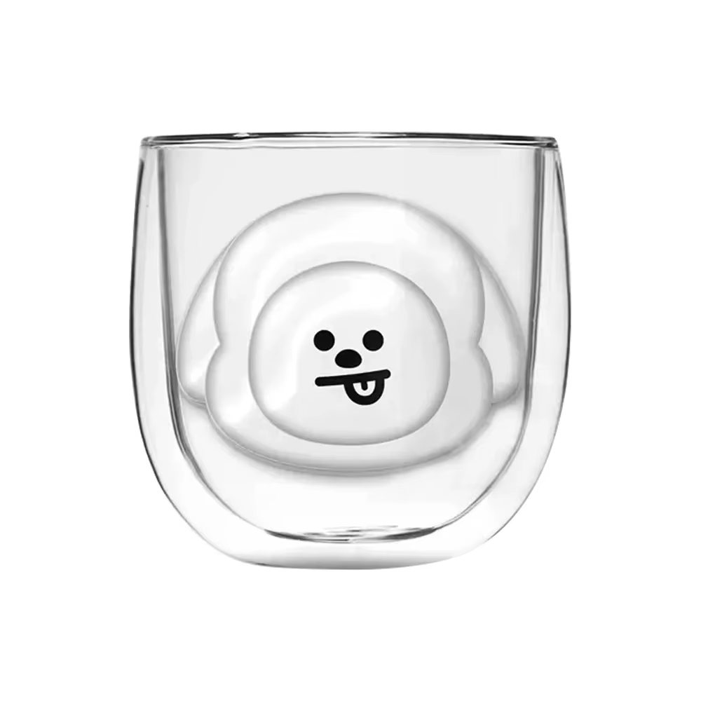 Tasses à café en verre borosilicaté à double paroi de dessin animé