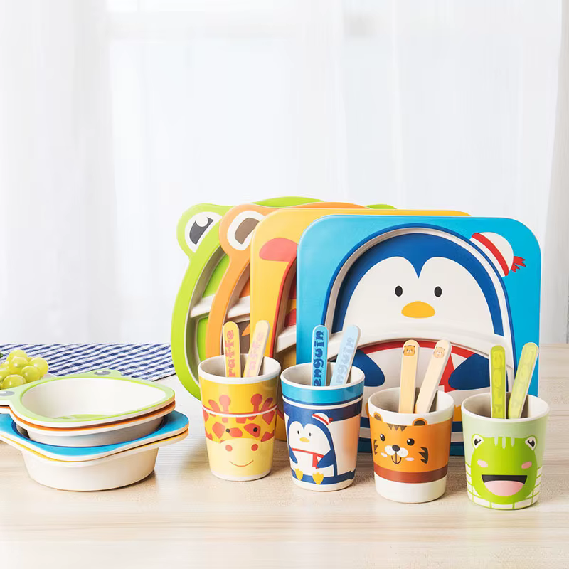 Ensemble de vaisselle pour enfants en fibre de bambou