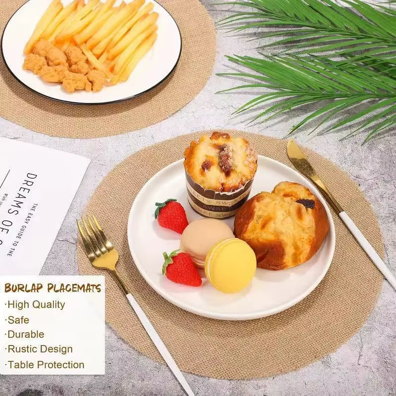 6/50 pièces de sets de table ronds en jute