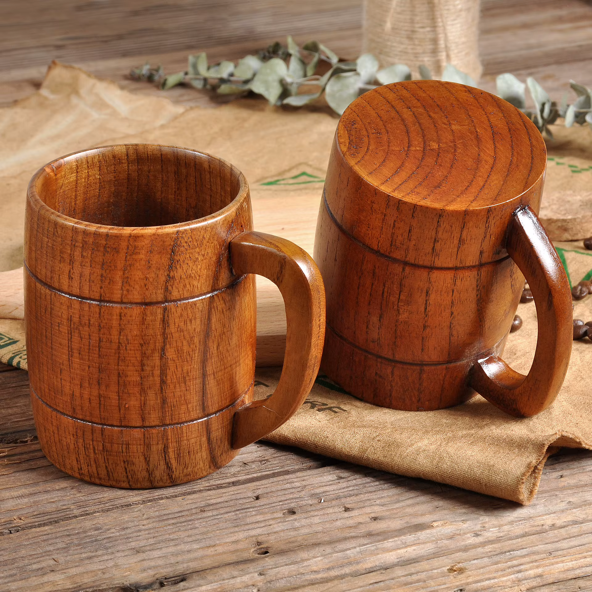 Tasse à café en bois artisanale de 320ml