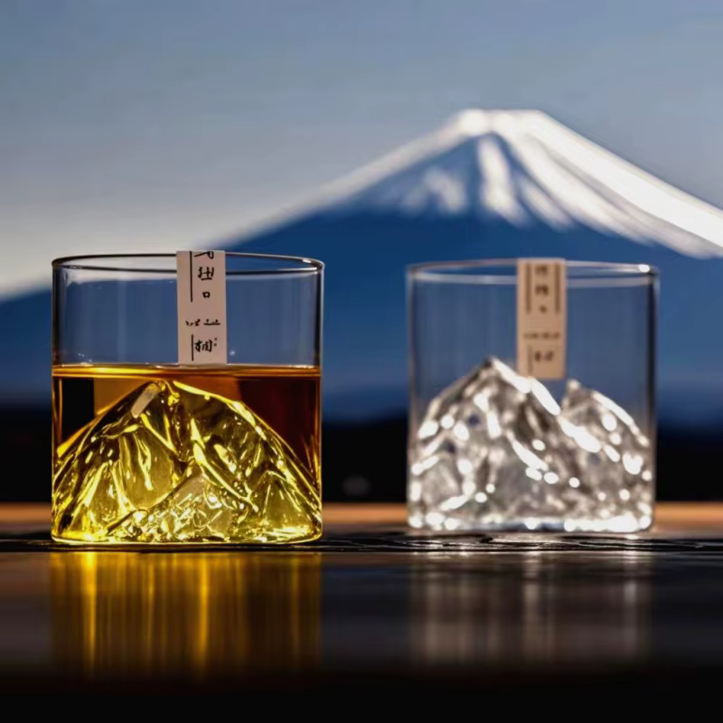 Tasse à thé de montagne de glacier en verre japonais Mt. Fuji