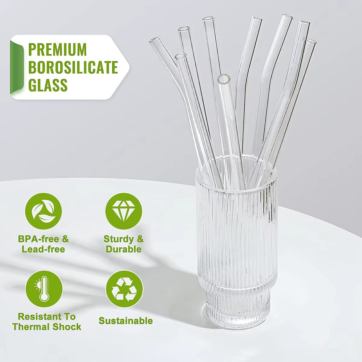 Pailles en verre écologiques 8x200mm