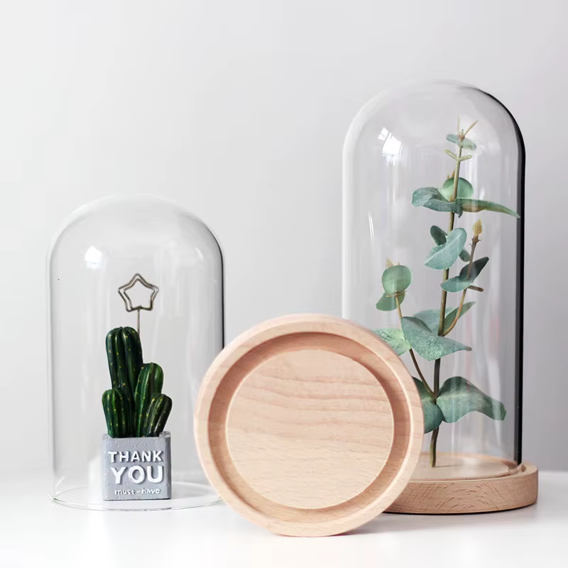 Boîte de présentation en verre avec couvercle en verre à fleurs