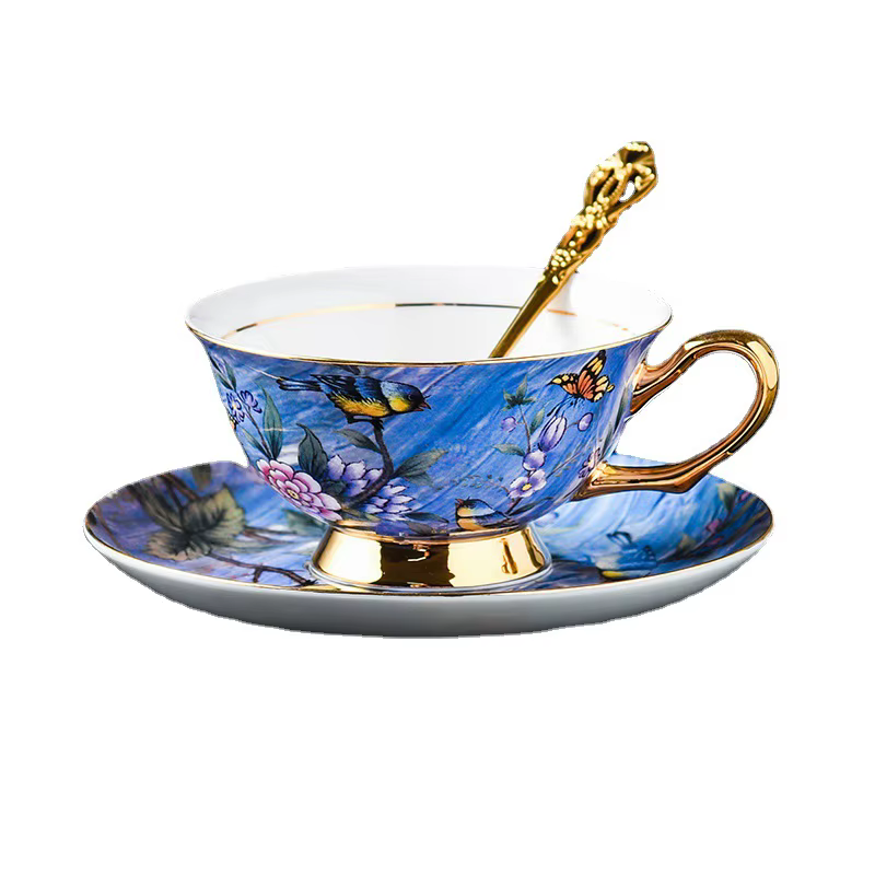 Tasses à café en céramique à motif d'oiseau européen