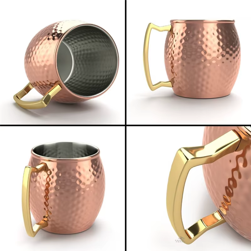 4 pièces 550ml martelé cuivre plaqué moscou Mule tasse Cocktail bière café