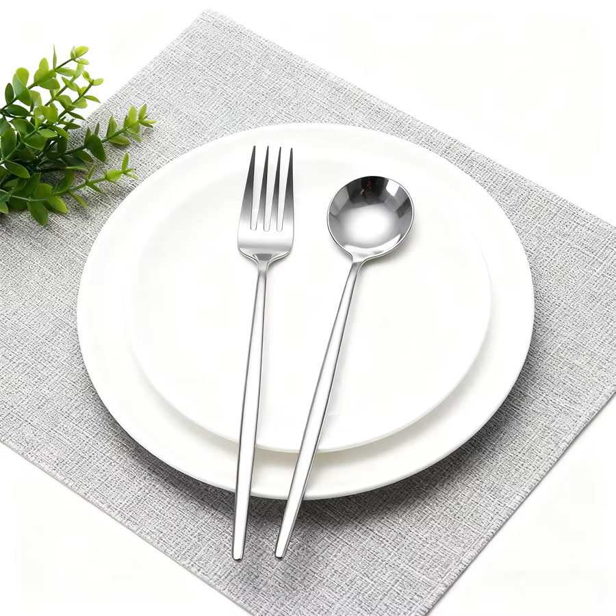 Ensemble de couverts en acier inoxydable argenté de 12/24 pièces