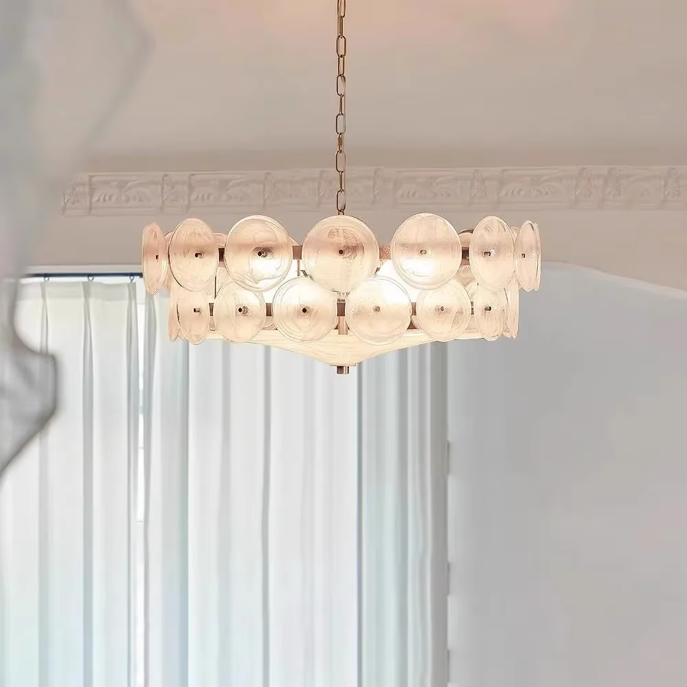 Lampe de salon rétro française à grande échelle, lustre en verre vert créatif de Style Vintage médiéval pour chambre principale, Design Se