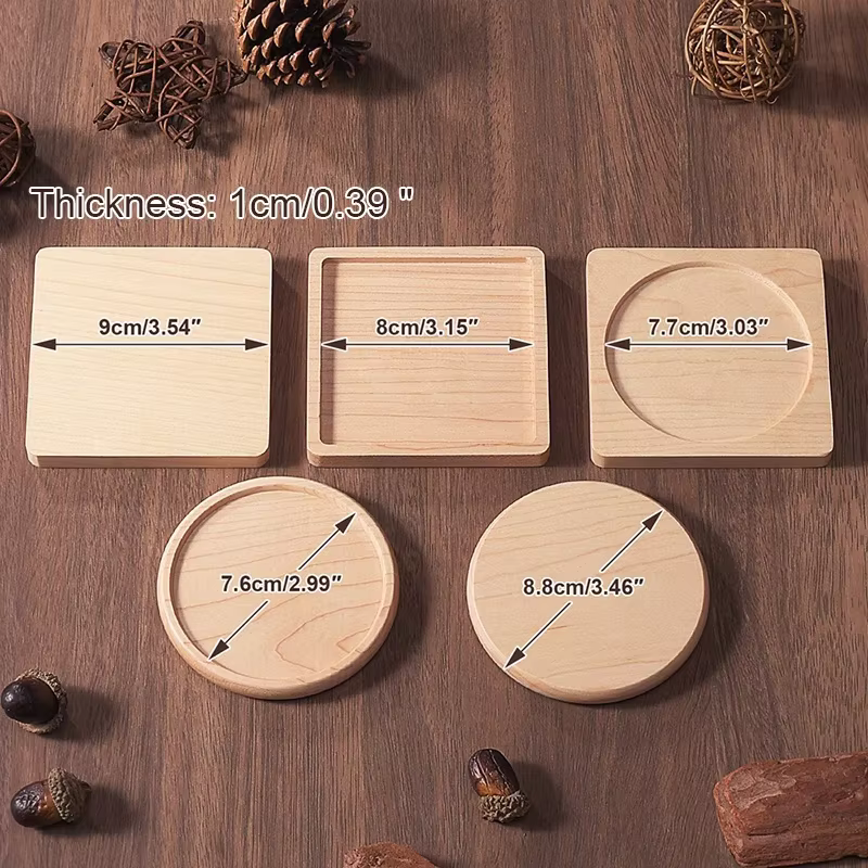 Sous-verres en bois pour thé et café, supports de tasses à boissons