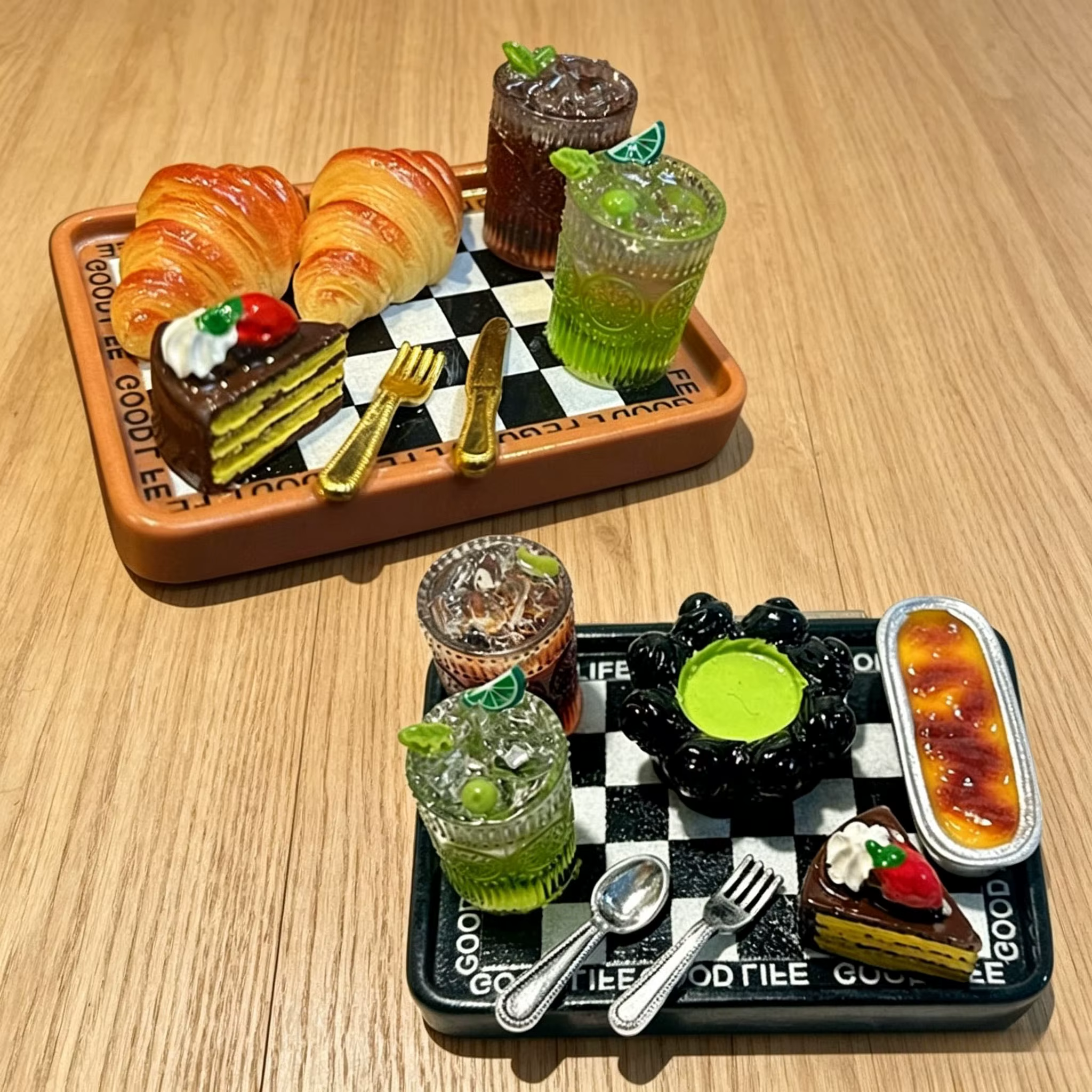 Mini-aimants réfrigérateur décoratifs réalistes en forme de croissant et de dessert