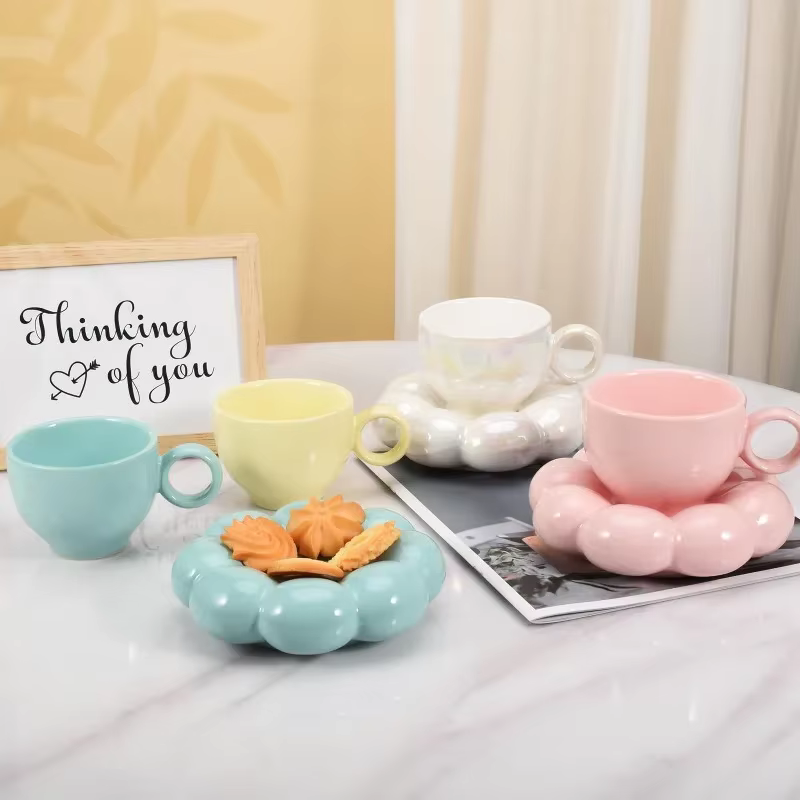 Ensembles de tasses à café en forme de nuage en céramique