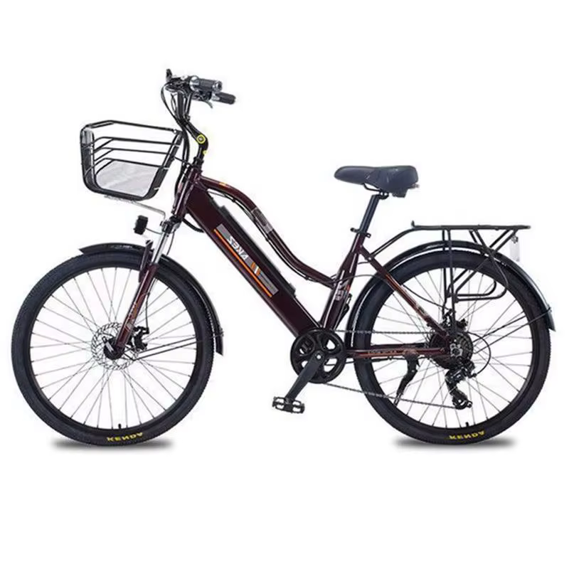 Vélo électrique adulte 2 places 26 pouces 350W 36V vélo de ville électrique à 2 roues avec panier/amortisseur 35 km/h batterie amovible