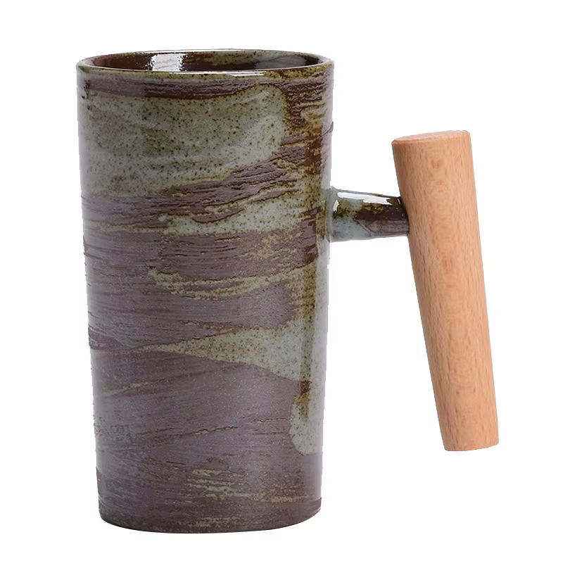 Tasse à café en poterie d'aldéhyde décroissante à la main