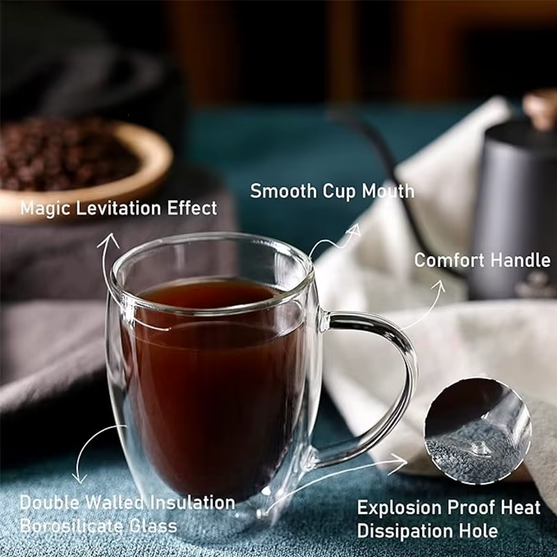 Tasses à café en verre à Double paroi