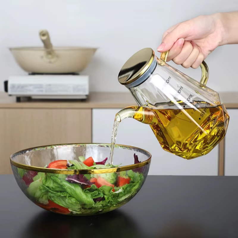 Bouteille d'huile en verre transparent de 500/700/900ml