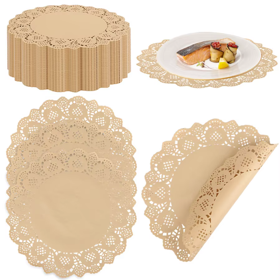 50 pièces de sets de table ronds en papier dentelle