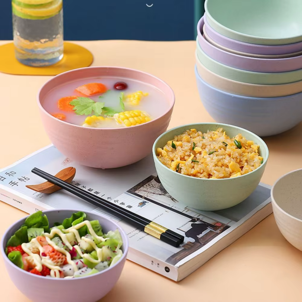 Ensemble de vaisselle en polypropylène noir de 16 pièces : Grands bols à salade