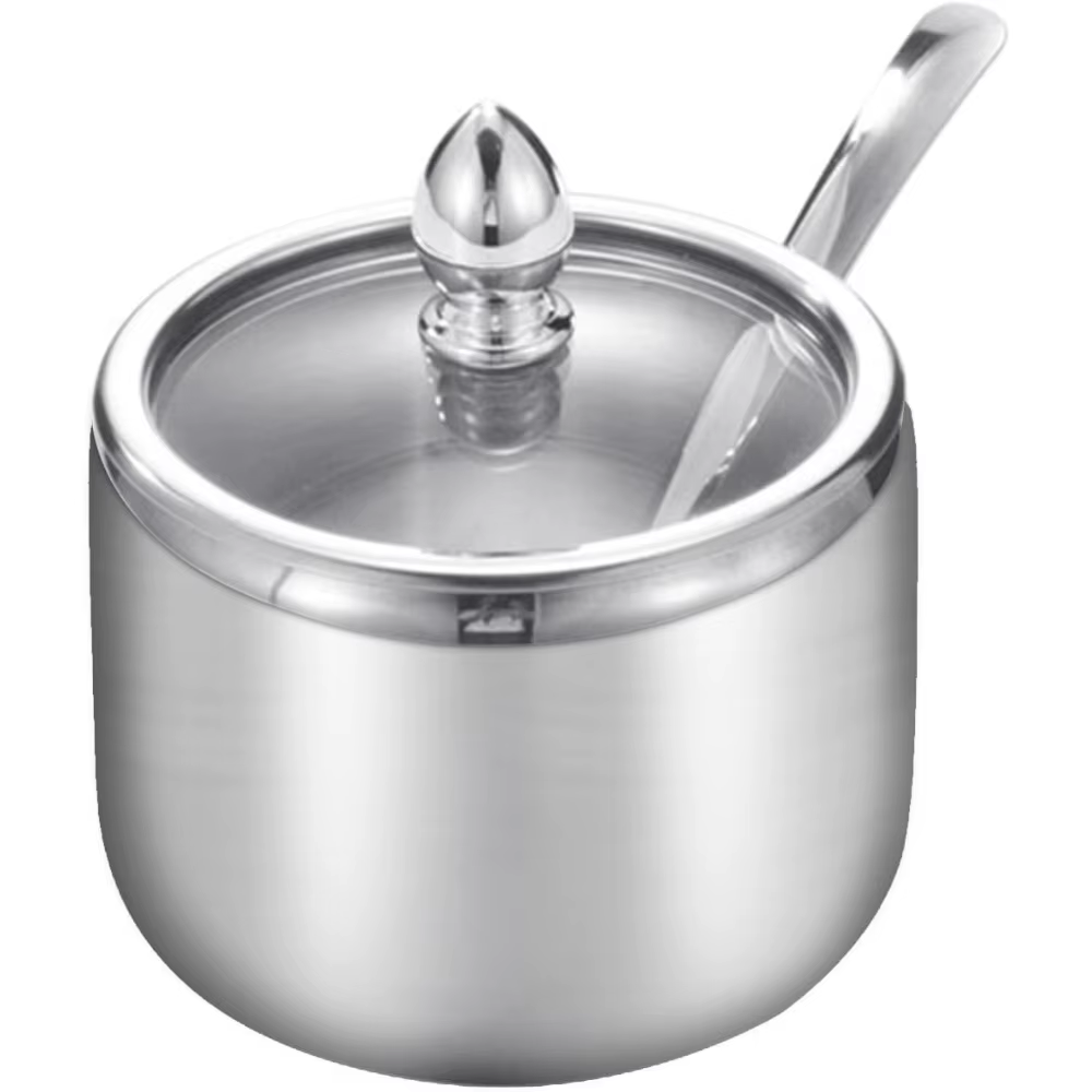 Pot à sucre pour bar à café avec couvercle en verre et cuillère
