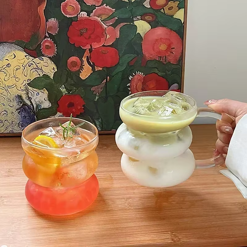 Tasse en verre Transparent irrégulière résistant à la chaleur