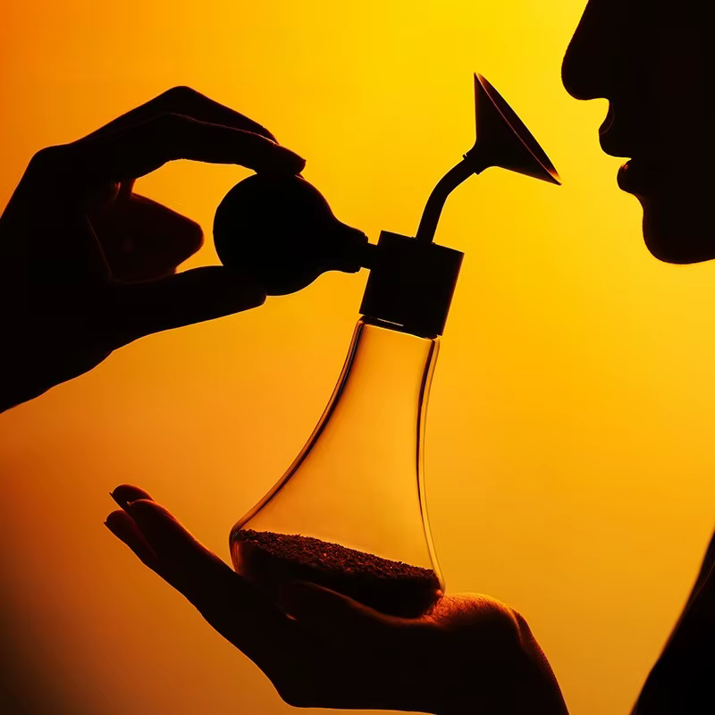 Bouteille testeur d'arômes de café en verre
