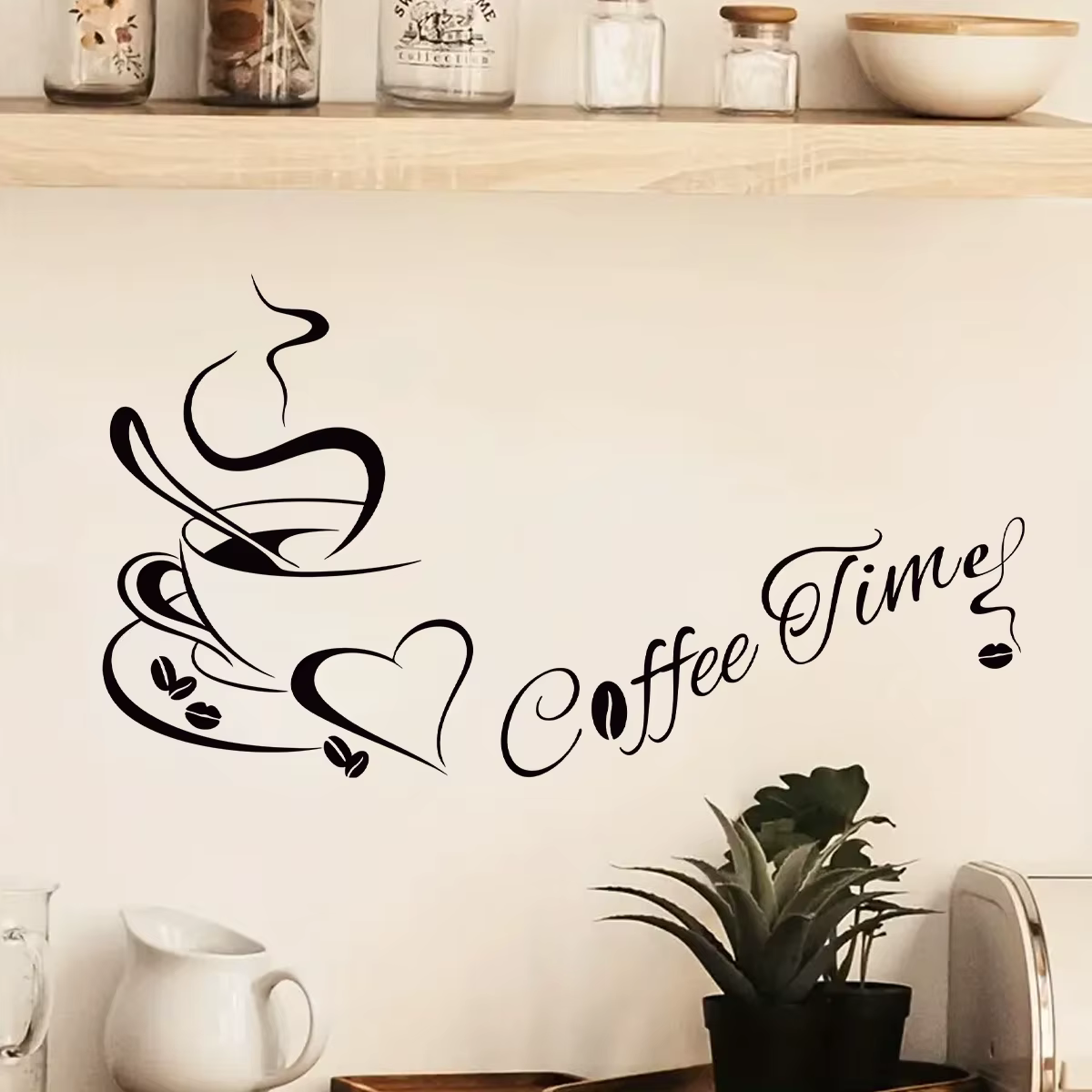 Autocollants muraux artistiques en forme de cœur de café