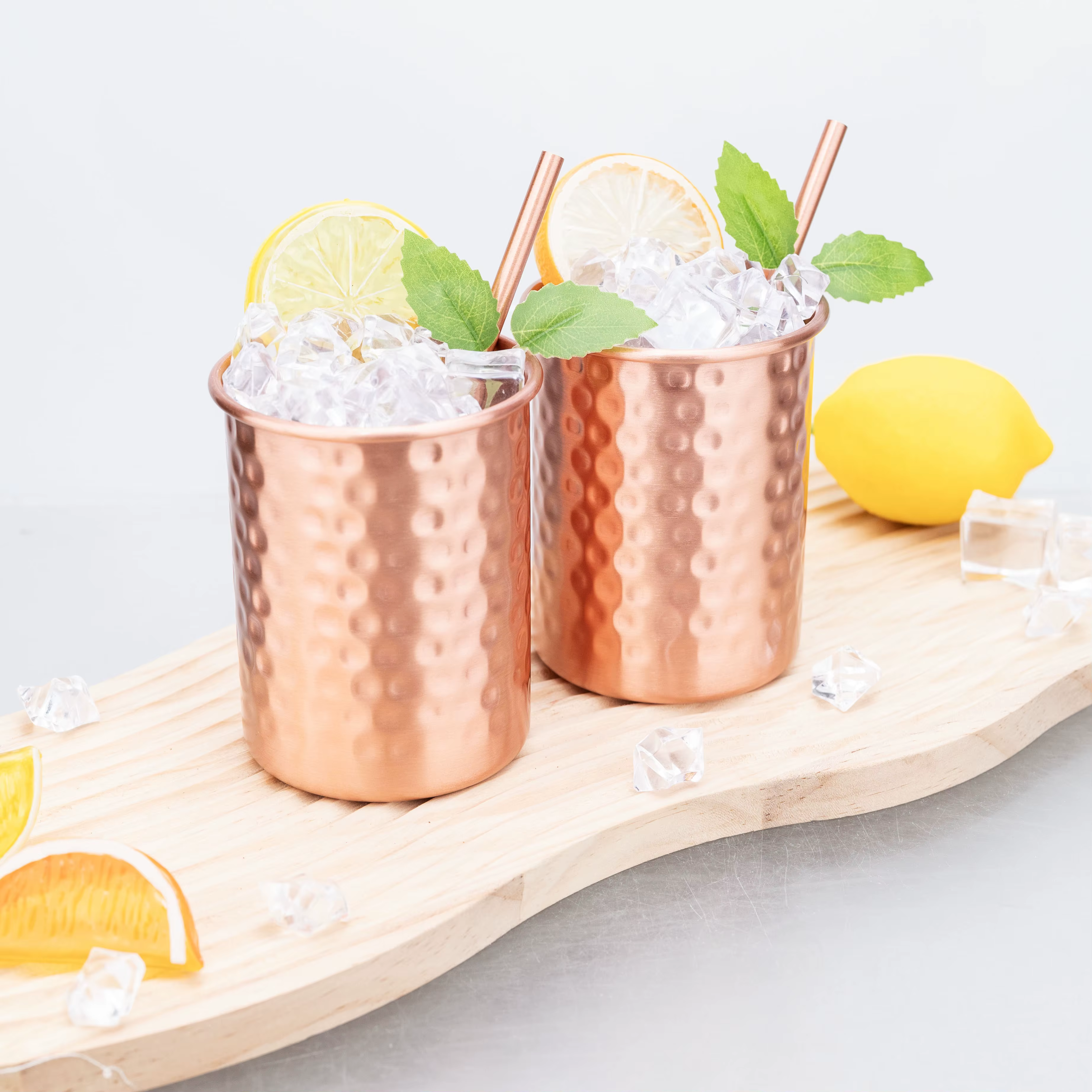 Tasses à Moscow Mule en cuivre 100% pur de 400 ml avec paille