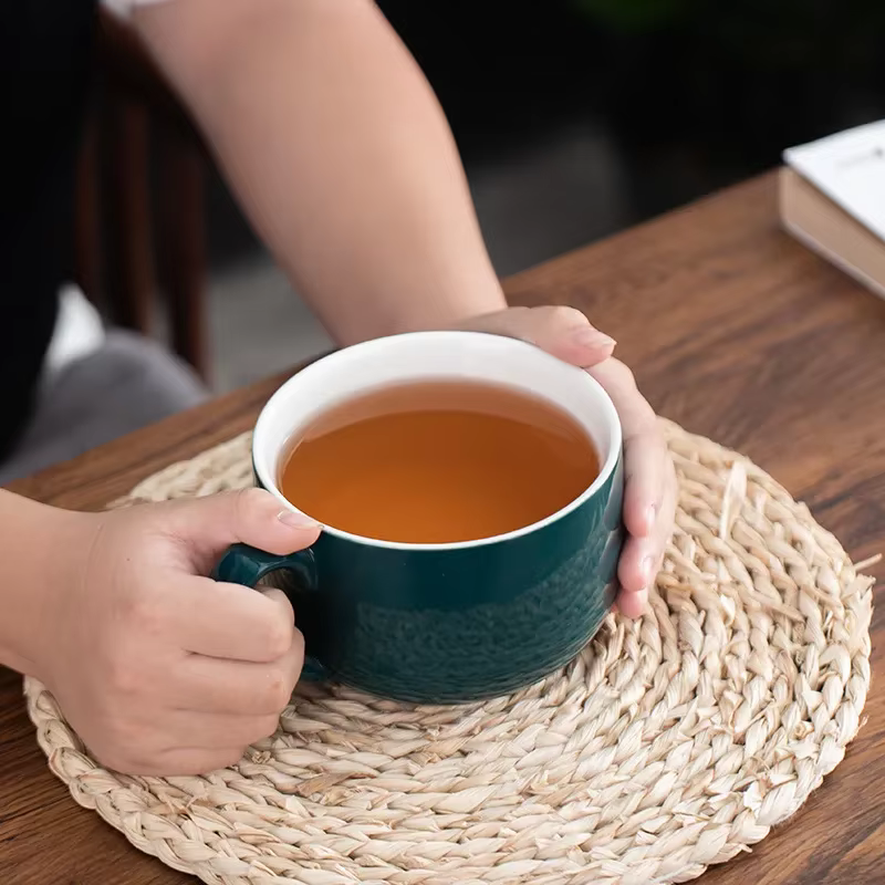 Tasse à café en céramique de grande capacité avec cuillère