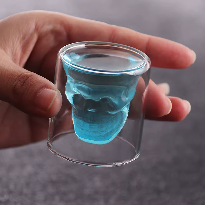 Barre de verre créative Double crâne