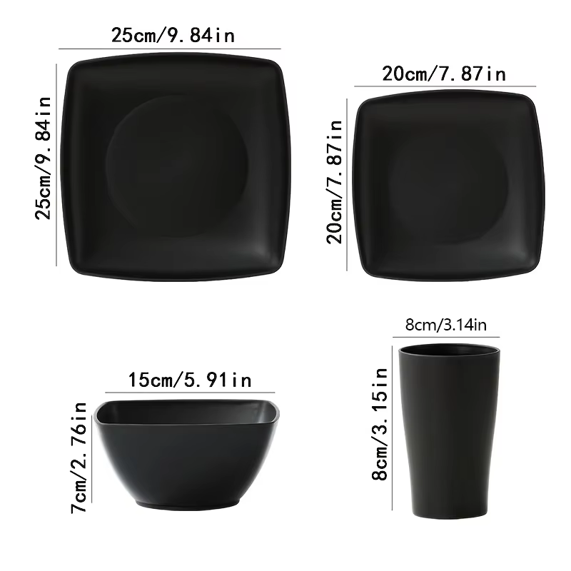 Ensemble de vaisselle de table carrée de 16/32 pièces