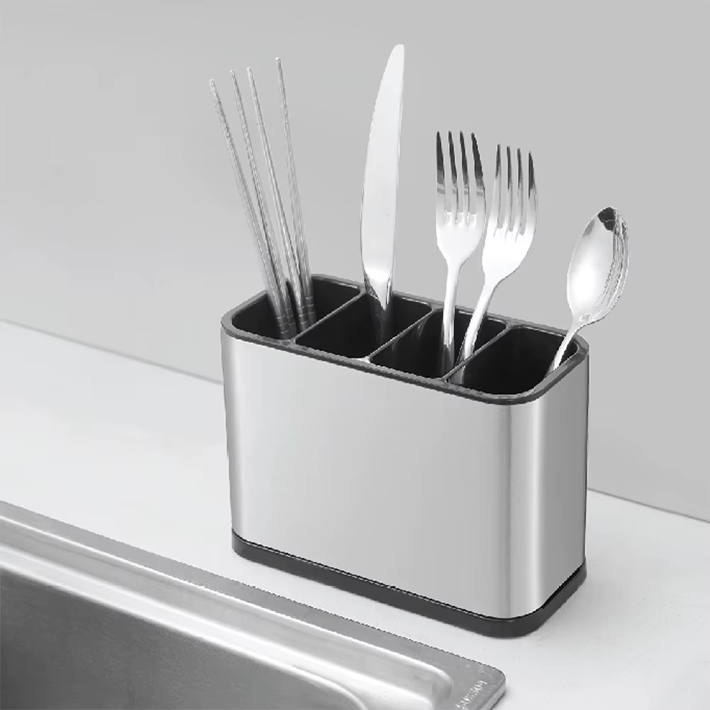 Support de rangement de couverts de cuisine en acier inoxydable