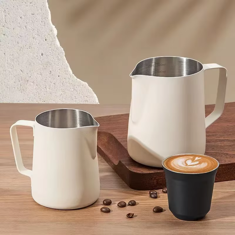 Pichet à mousse de lait et de café, 150/350ML, en acier inoxydable 304, échelle précise, haute qualité, Latte Barista, outil de café professionnel