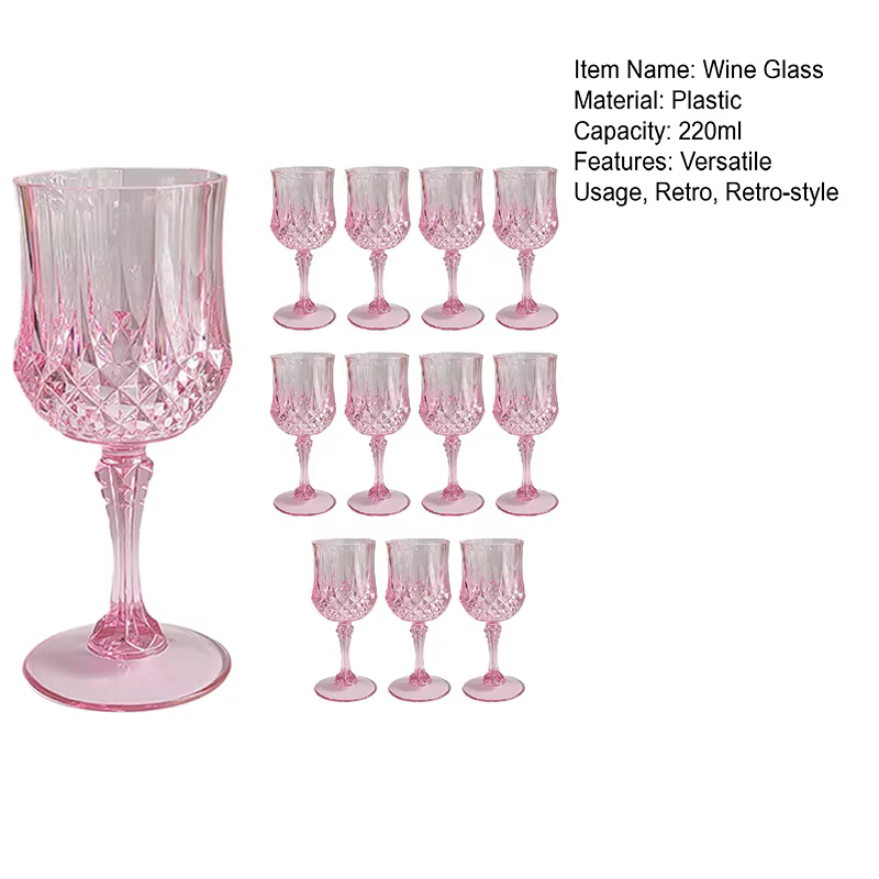 Verres à vin en plastique de 220ml