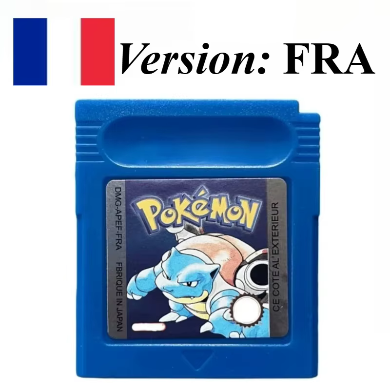 Cartes de jeu Pokémon FRA français 7 styles Gris/Rouge/Jaune/Or/Cristal/Bleu/Vert pour GBC GBA SP Haute Qualité Game Paradise