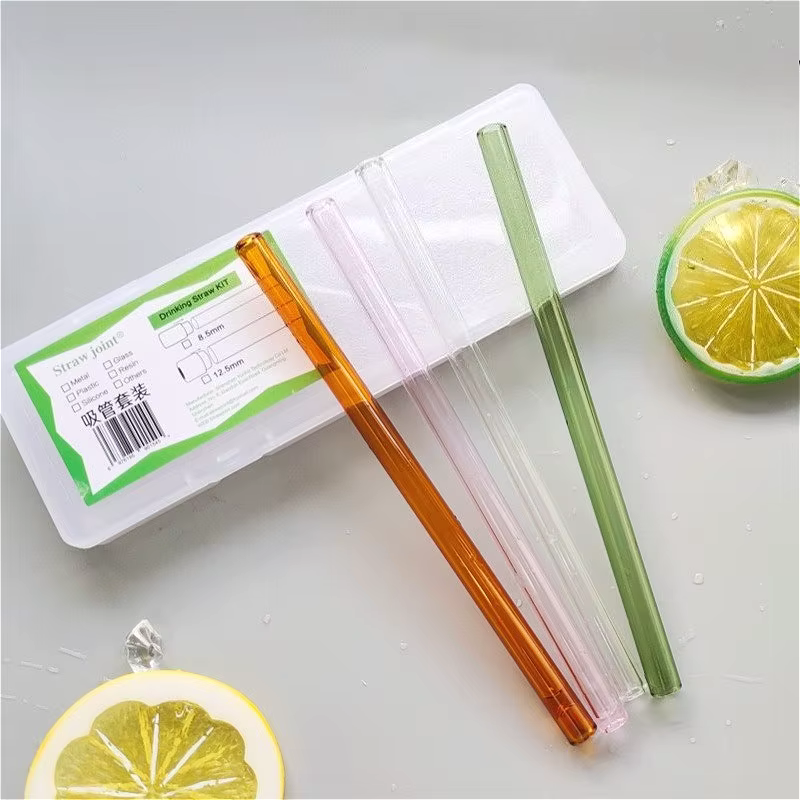 Lot de 5 pailles en verre borosilicate écologiques
