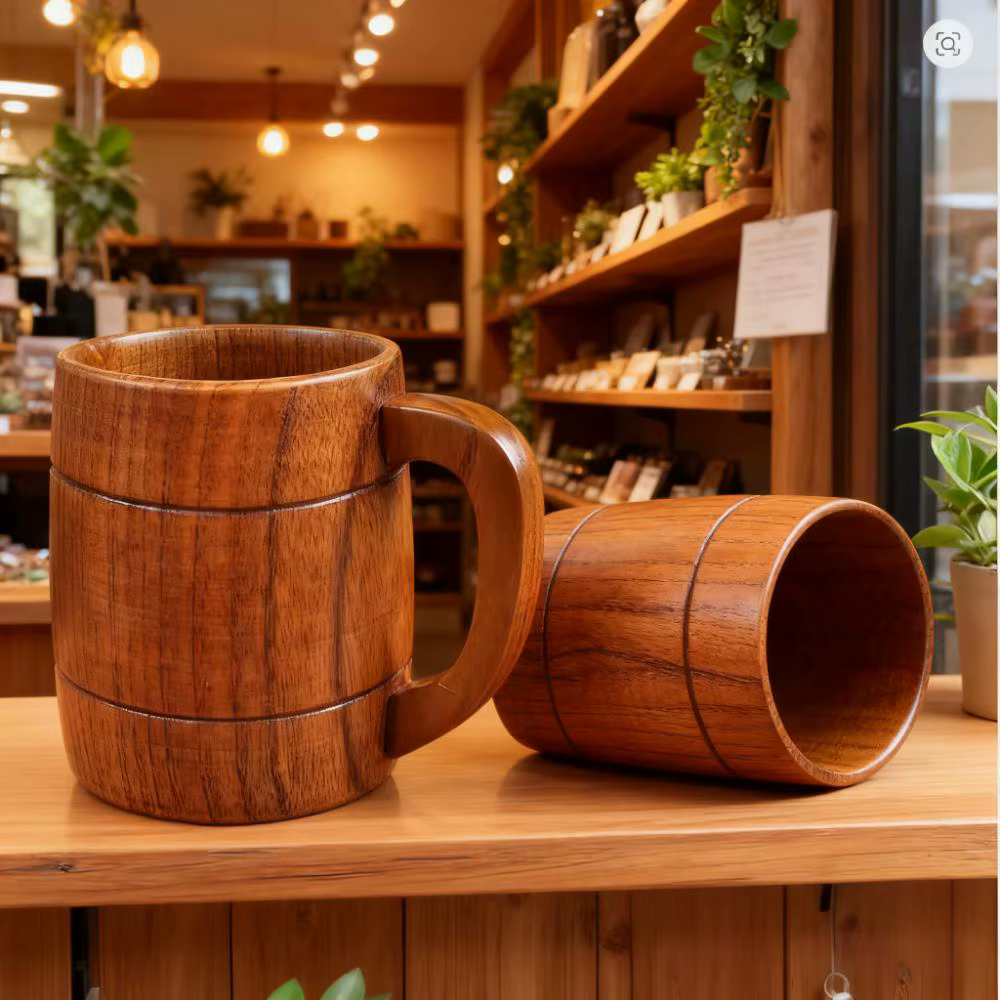 Tasse à café en bois artisanale de 320ml