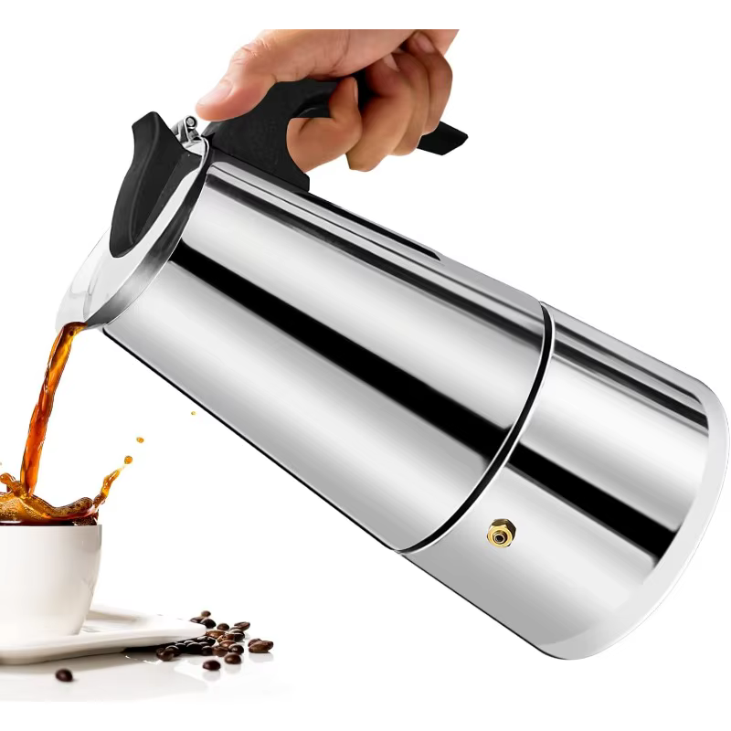 Cafetière Moka 6 tasses en acier inoxydable
