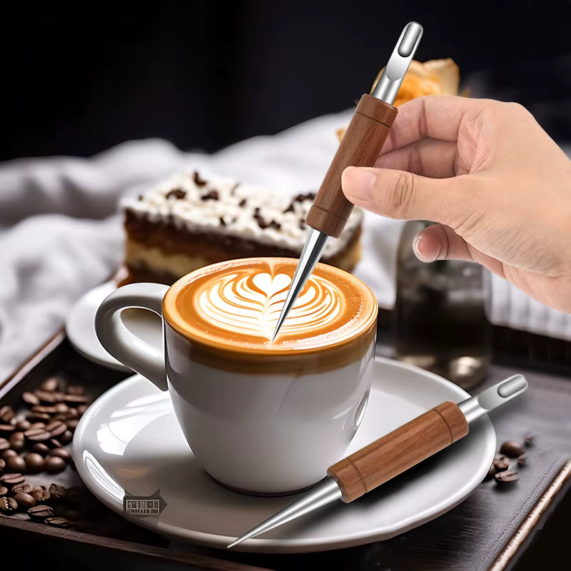 Stylo à café artistique en acier inoxydable
