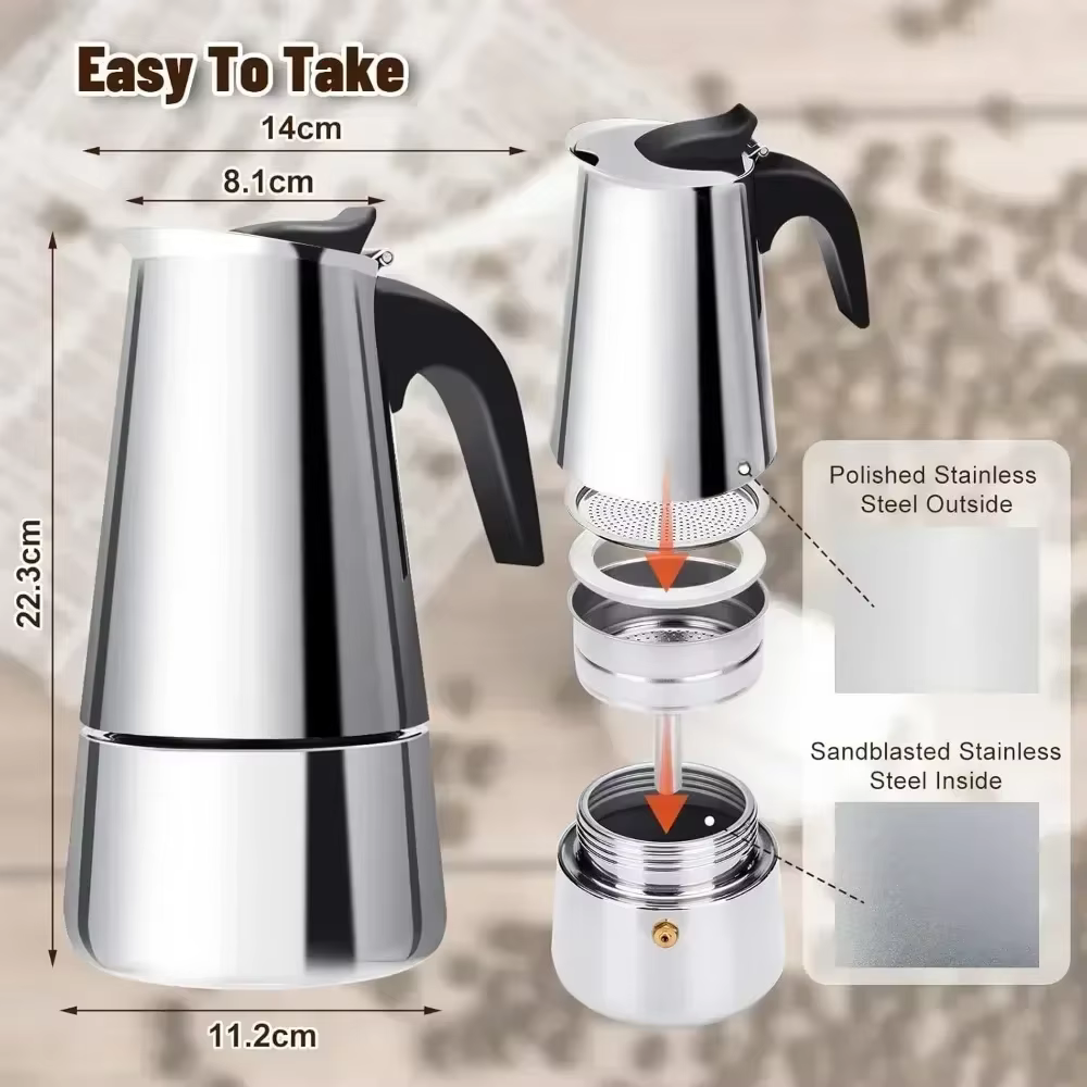 Cafetière Moka Pot 50ml-600ml cafetière en acier inoxydable