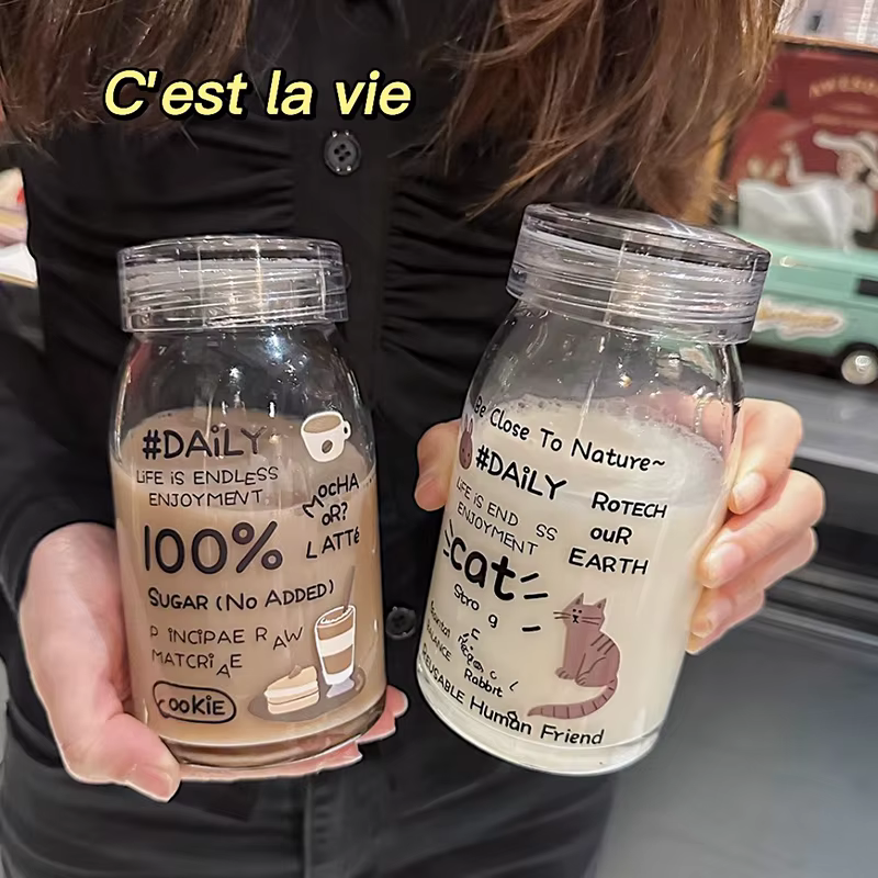 Tasse en verre chat Kawaii
