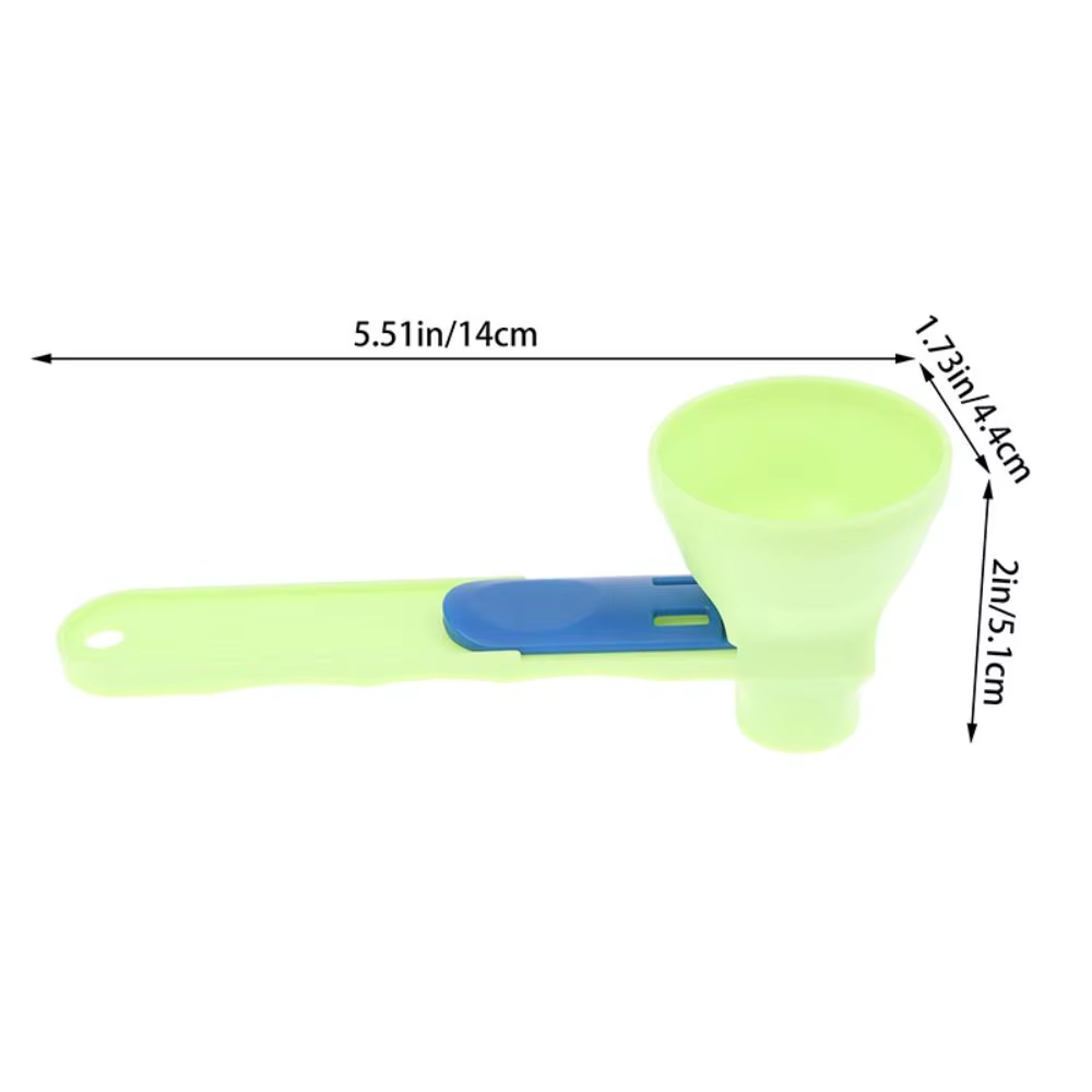 Flling cuillère à café entonnoir en plastique réutilisable