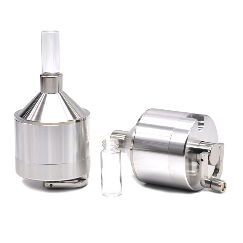 Broyeur à main en métal de diamètre 44mm, broyeur à main, entonnoir inférieur de poudre de broyage avec verre