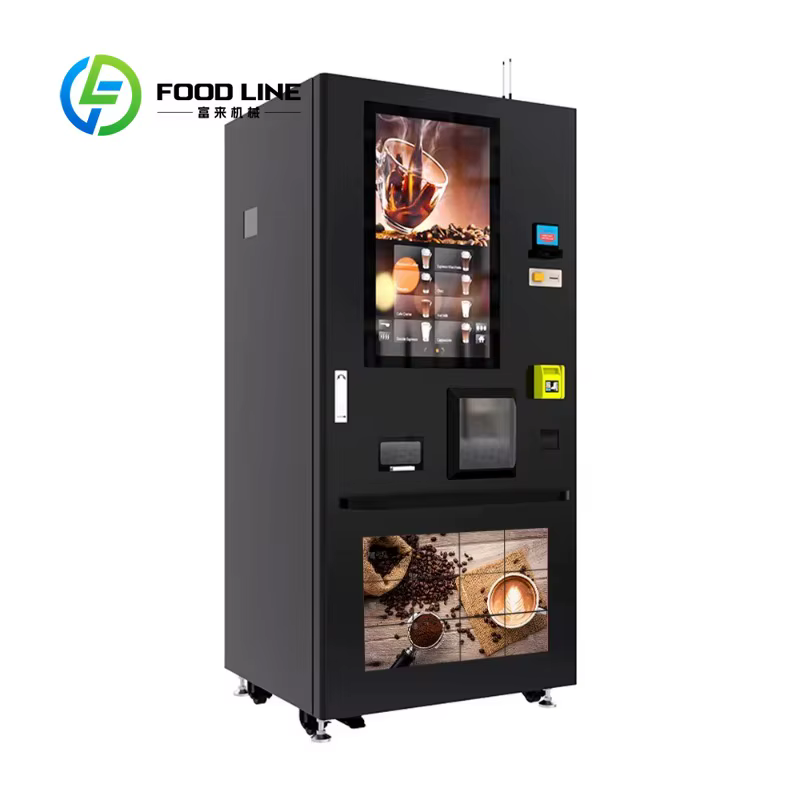 Machine à café distributrice intelligente entièrement automatique, écran tactile de 32 pouces, 16 types de expresso chaud glacé, fraîcheur moulu
